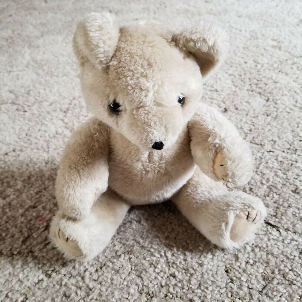 Vintage Beige Plush Teddy Bear Jointed Arms and Legs. 12 Inches tall